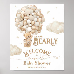 Teddy Bear Ballon Bearly Wait Baby Dusche Begrüßun Poster