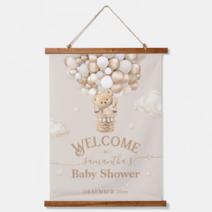 Teddy Bear Ballon Bearly Wait Baby Dusche Begrüßun Wandteppich Mit Holzrahmen