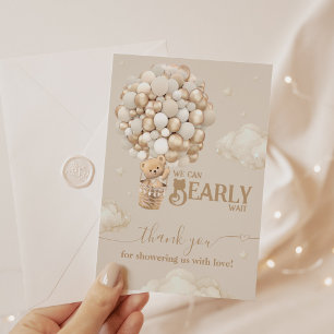 Teddy Bear Ballon Bearly Wait neutrale Baby Dusche Dankeskarte