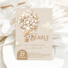 Teddy Bear Ballon Bearly Wait neutrale Baby Dusche Einladung