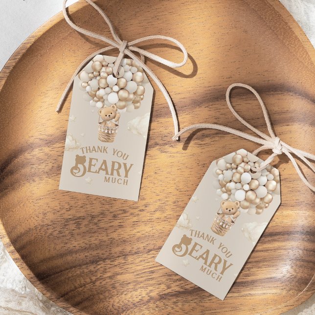 Teddy Bear Ballon Bearly Wait neutrale Baby Dusche Geschenkanhänger (Von Creator hochgeladen)