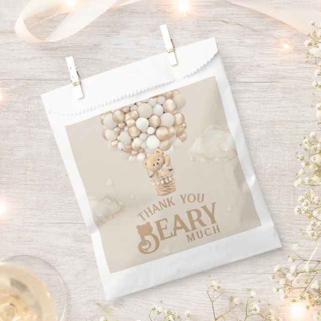 Teddy Bear Ballon Bearly Wait neutrale Baby Dusche Geschenktütchen (Ausgeschnitten)
