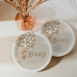 Teddy Bear Ballon Bearly Wait neutrale Baby Dusche Pappteller