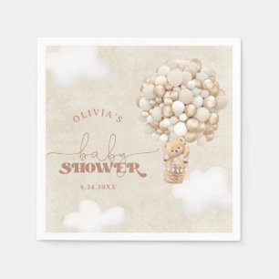 Teddy Bear Ballon Neutral Baby Shower Napkins Serviette