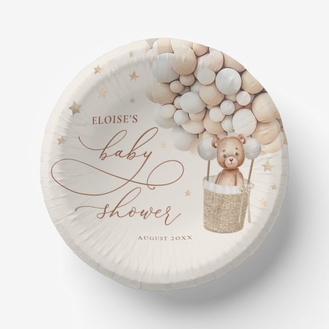 Teddy Bear Ballon Neutral Bearly Wait Baby Shooter Pappteller (Vorderseite)