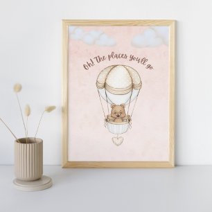 Teddy Bear Ballon Niedlich Pink Kinderzimmer Art P Poster