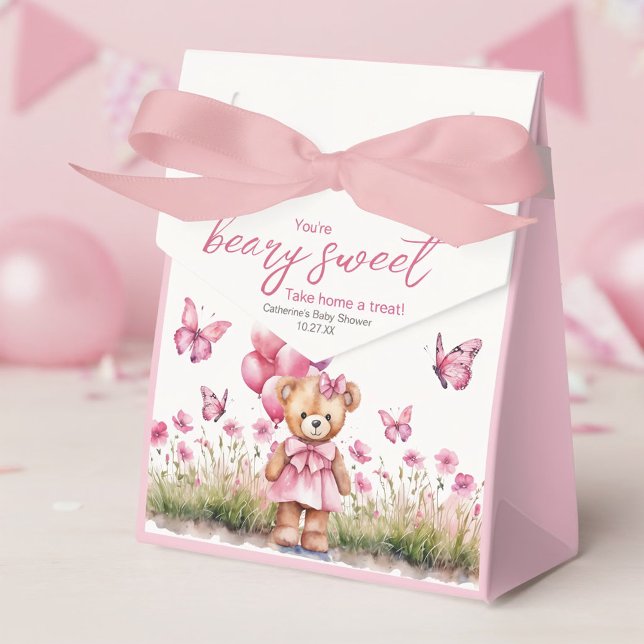 Teddy Bear Ballon Pink Butterfly Girl Babydusche Geschenkschachtel (Von Creator hochgeladen)