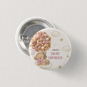 Teddy Bear Ballons beige Pink Button