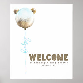 Teddy Bear Balloon Baby Dusche Begrüßungszeichen Poster