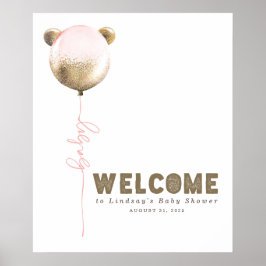 Teddy Bear Balloon Baby Dusche Begrüßungszeichen Poster