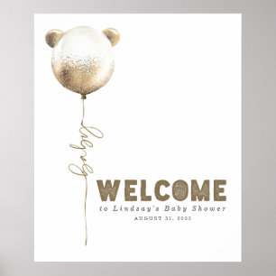 Teddy Bear Balloon Baby Dusche Begrüßungszeichen Poster