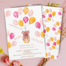 Teddy Bear Balloon Baby Girl Baby Shower
