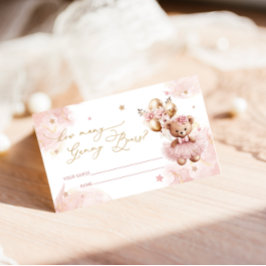 Teddy Bear Balloon Baby Show Guess Game Begleitkarte