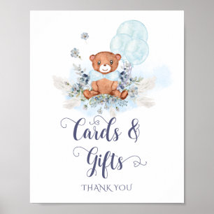 Teddy Bear Balloon Baby Showkarten und Geschenke Poster