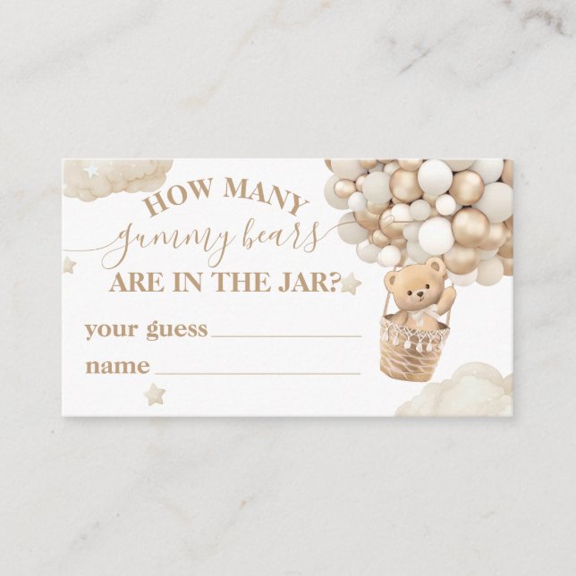 Teddy Bear Balloon Baby Showspiel Begleitkarte (Vorderseite)