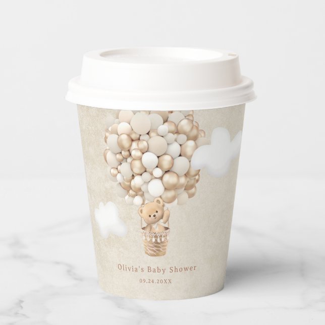 Teddy Bear Balloon Baby Wait Baby Shooter Pappbecher (Vorderseite)