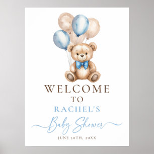 Teddy Bear Balloon Babydusche Begrüßungszeichen Poster