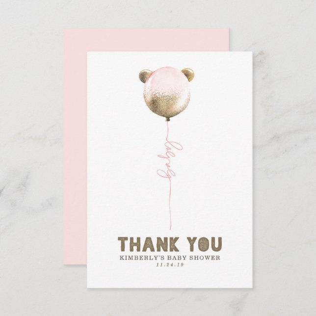 Teddy Bear Balloon Babydusche Klein Danke (Vorne/Hinten)