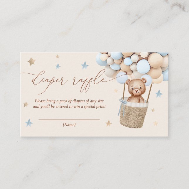 Teddy Bear Balloon Babydusche Windelwanne Begleitkarte (Vorderseite)