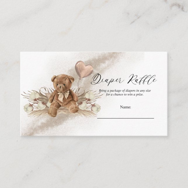 Teddy Bear Balloon Babydusche Windelwanne Begleitkarte (Vorderseite)