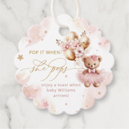 Teddy Bear Balloon Bearly Wait Girl Baby Dusche Geschenkanhänger