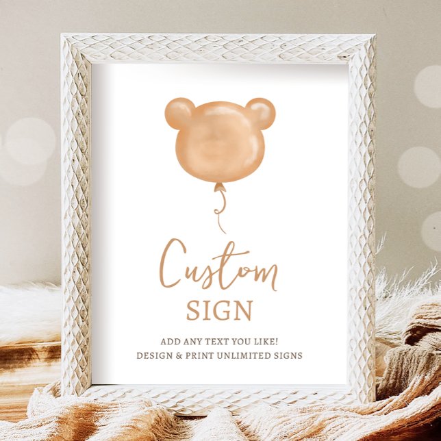 Teddy Bear Balloon Beary First Birthday Custom Poster (Von Creator hochgeladen)