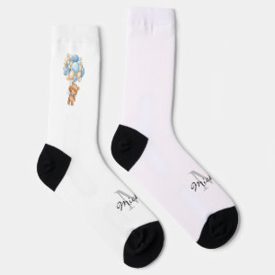 Teddy Bear Balloon Blue dad zu sein Socken