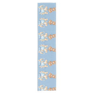 Teddy Bear Balloon Blue Kurz Table Runner Kurzer Tischläufer