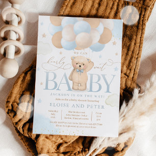 Teddy Bear Balloon Boy Bearly Wait Baby Dusche Einladung