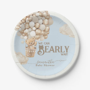 Teddy Bear Balloon Boy Blue Baby Dusche Pappteller