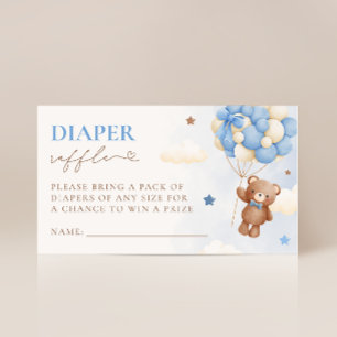 Teddy Bear Balloon Boy Diaper Raffekarte Begleitkarte