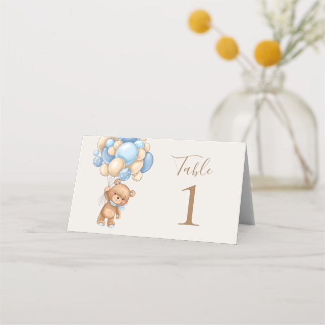 Teddy Bear Balloon Brown Platzkarte (Rückseite)