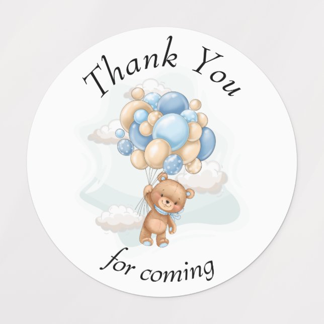 Teddy Bear BALLOON danke Ihnen Labels Etiketten (Design 1)