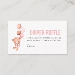 Teddy Bear Balloon Diaper Raffle Begleitkarte