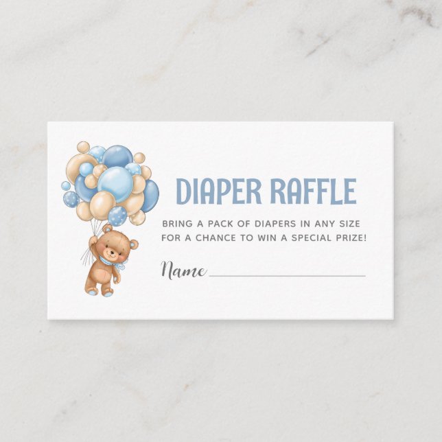Teddy Bear Balloon Diaper Raffle Begleitkarte (Vorderseite)
