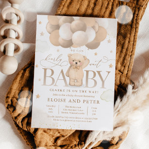 Teddy Bear Balloon Gender Neutral Baby Dusche Einladung