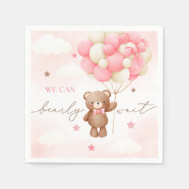 Teddy Bear Balloon Girl Babydusche Napkins Serviette