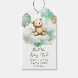 Teddy Bear Balloon Green Gold Baby Dusche Geschenkanhänger
