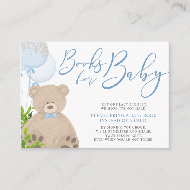 Teddy Bear Balloon Greenerenery Baby Book Request Begleitkarte (Vorderseite)