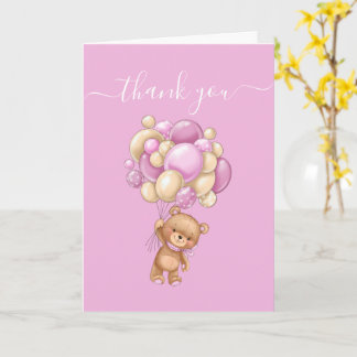 Teddy Bear Balloon PINK Danke Karte