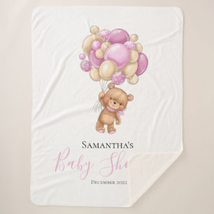 Teddy Bear Balloon PINK Sherpadecke