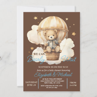 Teddy Bear Balloon Thema Kinderdusche Einladung