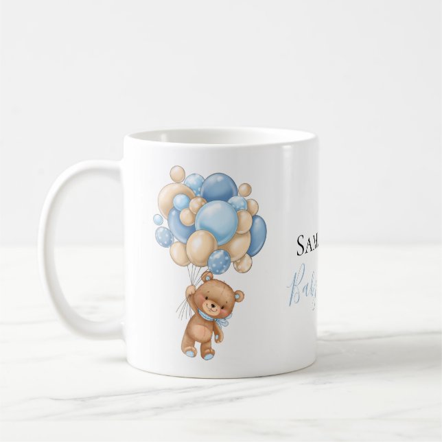 Teddy Bear Balloon White Blue Coffee Tasse (Links)
