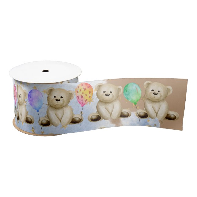 Teddy Bear Balloons 3Satin Ribbon Satinband (Spule)