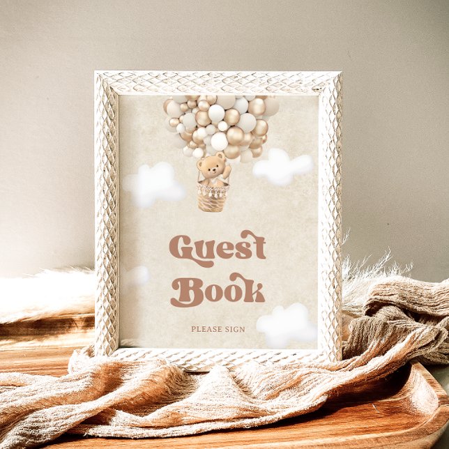 Teddy Bear Balloons Baby Shooter Guest Book Poster (Von Creator hochgeladen)