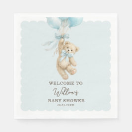 Teddy Bear Balloons Baby Shower Napkins Serviette