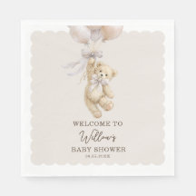Teddy Bear Balloons Baby Shower Napkins