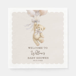 Teddy Bear Balloons Baby Shower Napkins Serviette