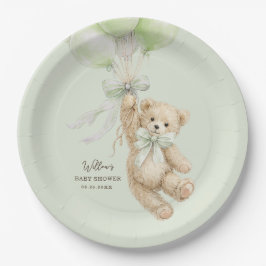 Teddy Bear Balloons Baby Shower Paper Plates Pappteller