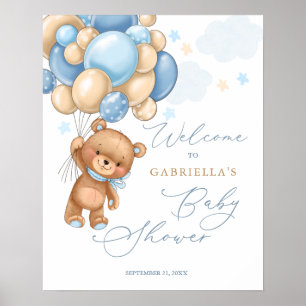 Teddy Bear Balloons Babydusche Begrüßungszeichen Poster